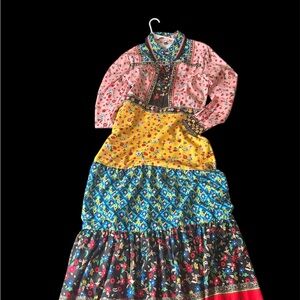 Multicolor Long Sleeve Dress